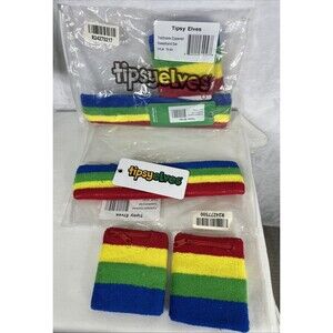 Lot of 2 Tipsy Elves Trailblazer Zippered Sweatband Set Pride Rainbow OS NEW